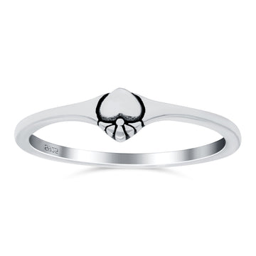 Heart Band Oxidized Solid 925 Sterling Silver Thumb Ring (4mm)